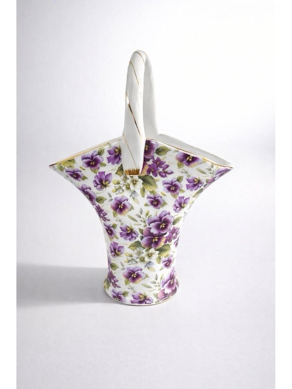 Madison & Max Floral Ceramic Basket Vase